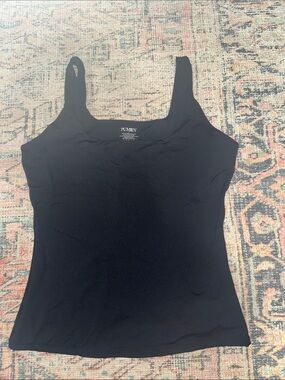 Pumiey Black Square-Neck Tank Top with Wide Straps